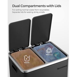 Skraldespand - pedalspand med soft close l�g - 2x15L sort