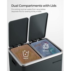 Skraldespand - pedalspand med soft close l�g - 2x15L antracit gr�