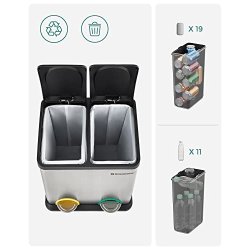 Pedal skraldespand - pedalspand med l�g - 30L (2x15L) s�lv metal