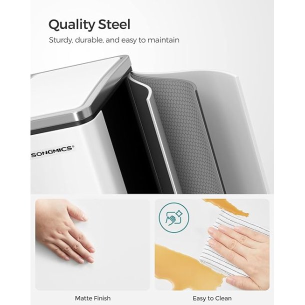 Skraldespand - pedalspand med soft close l�g - 2x15L hvid