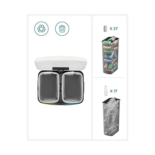 Skraldespand - pedalspand med soft close l�g - 2x20L hvid