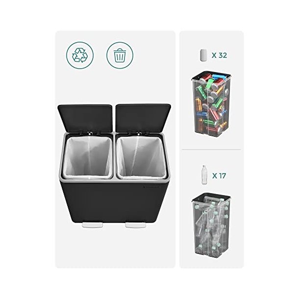 Skraldespand - pedalspand med soft close l�g - 2x24L sort