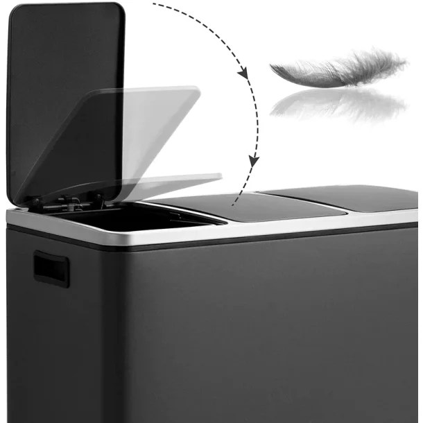 Skraldespand - pedalspand med soft close l�g - 54L (3x18) sort