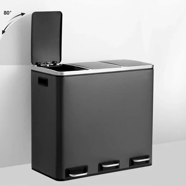 Skraldespand - pedalspand med soft close l�g - 54L (3x18) sort