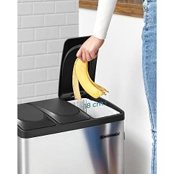 Skraldespand - pedalspand med soft close l�g - 54L (3x18) s�lv/sort