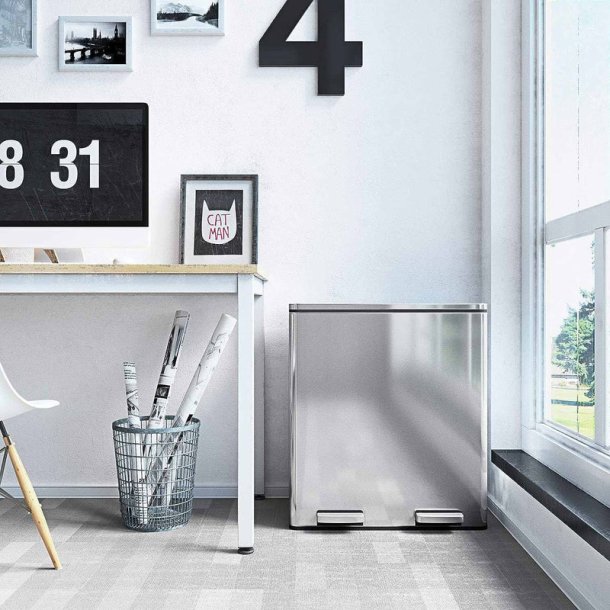 Skraldespand - pedalspand med soft close l�g - 2x30L s�lv