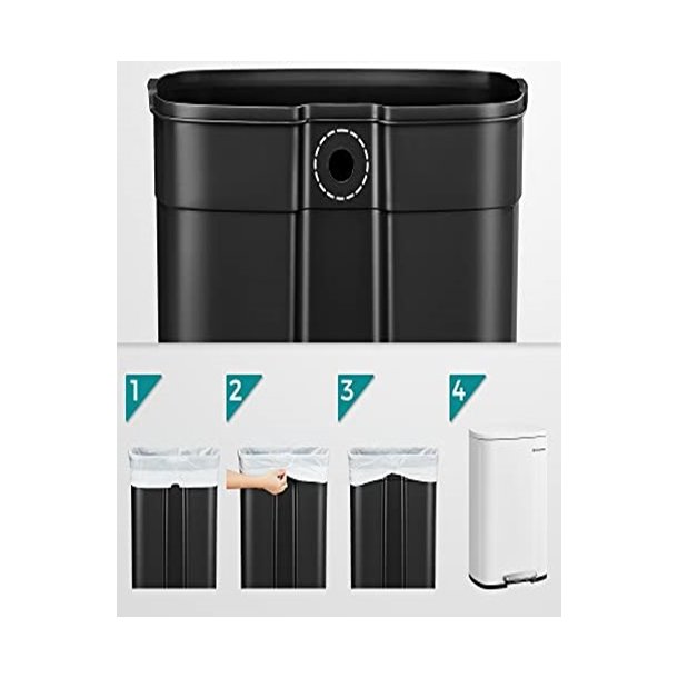 Skraldespand - pedalspand med soft close l�g - 50L hvid