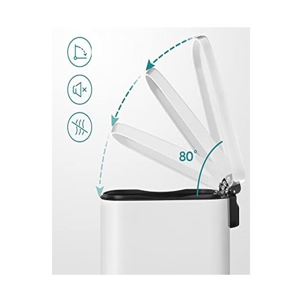 Skraldespand - pedalspand med soft close l�g - 50L hvid