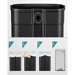 Skraldespand - pedalspand med soft close l�g - 50L s�lv