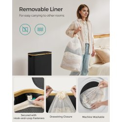 Vasket�jskurv med vasket�jspose - 65 liter - sort Oxford-stof