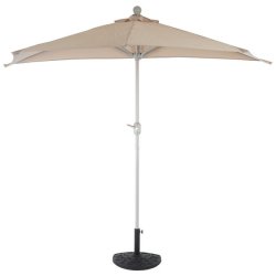 Halvrund parasol med fod - balkonparasol - creme 270 x 135 cm