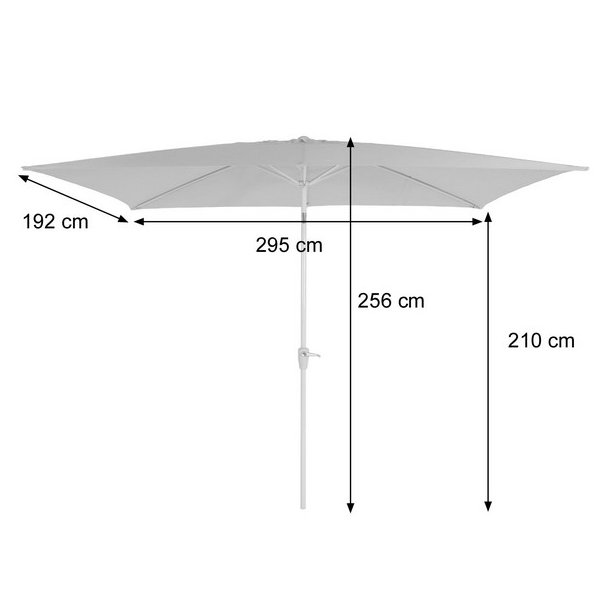 Parasol 3 x 2 meter i aluminium med knk/vip - antracit haveparasol