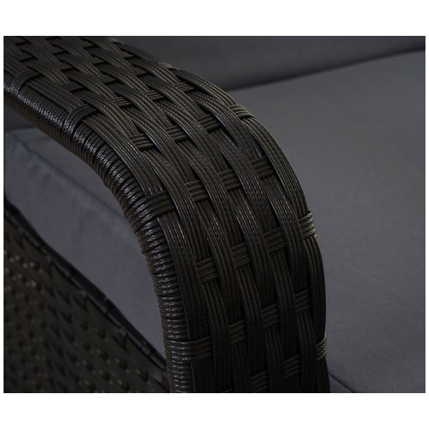 Polyrattan aluminium solseng - sort luksus solvogn og liggestol