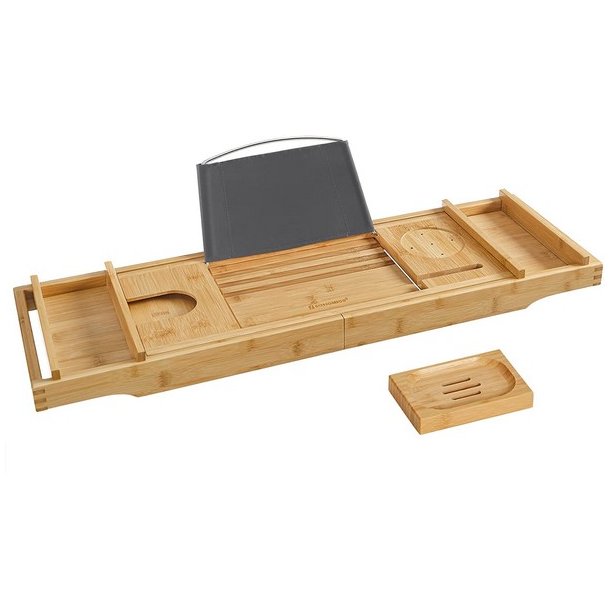 Bakke til badekar - udtrkkelig badekarshylde - bambus 75-109 cm