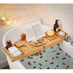 Bakke til badekar - udtrkkelig badekarshylde - bambus 75-109 cm