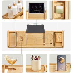 Bakke til badekar - udtrkkelig badekarshylde - bambus 75-109 cm