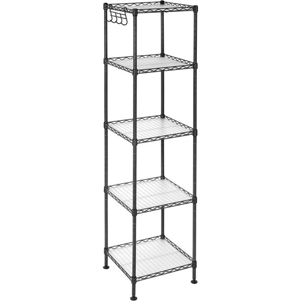 Badevrelsesreol i sort stel med 5 hylder - 30x30x123,5 cm