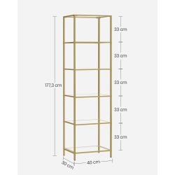 Badev�relsesreol med h�rdet glas og gyldent stel 40x30x177,3