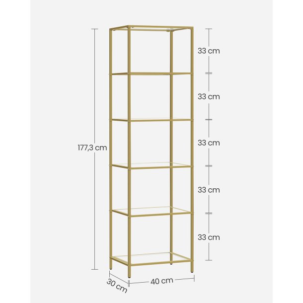 Badev�relsesreol med h�rdet glas og gyldent stel 40x30x177,3