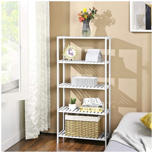 Badev�relsesreol med 5 hylder - bambus reol - 130 x 60 x 26