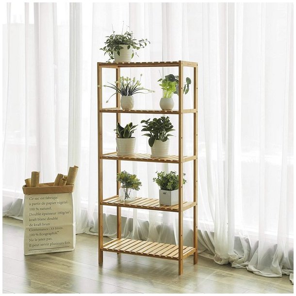 Badevrelsesreol med 5 hylder - bambus reol - 130 x 60 x 26