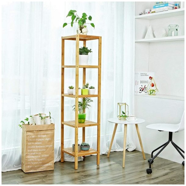 Badevrelsesreol med 5 hylder - bambus reol - 146 x 33 x 33