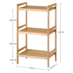 Badev�relsesreol med 3 hylder - bambus reol - 45 x 31,5 x 80