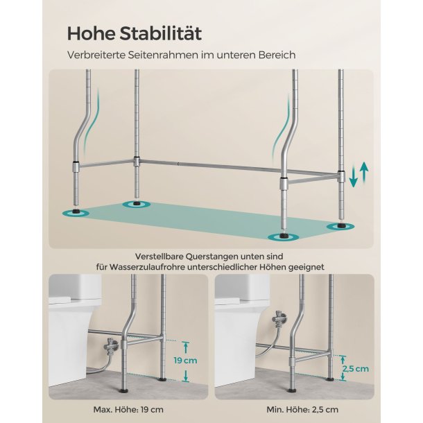 Badevrelsesreol - stlreol til over toilet og vaskemaskine - slv