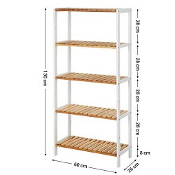 Bambus reol med 5 hylder - badev�relsesreol - 60 x 26 x 130