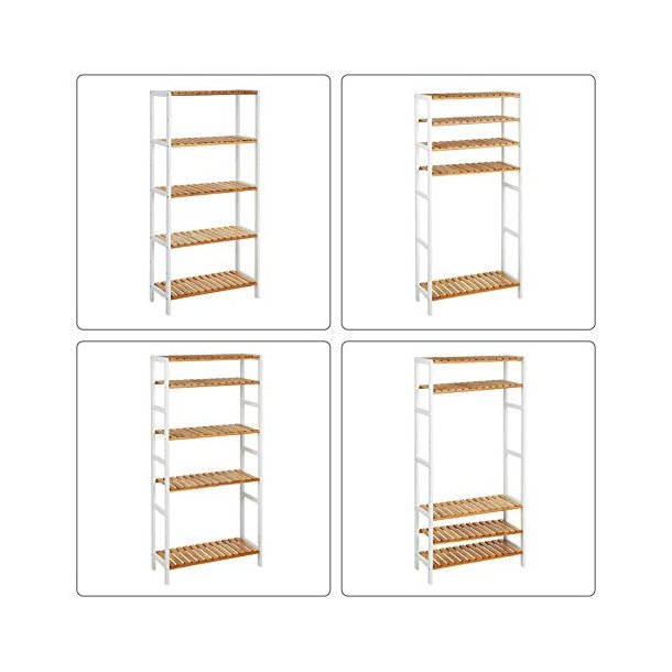 Bambus reol med 5 hylder - badev�relsesreol - 60 x 26 x 130