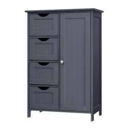 Kommode med skab og 4 skuffer - gr� 81 x 55 x 30 cm