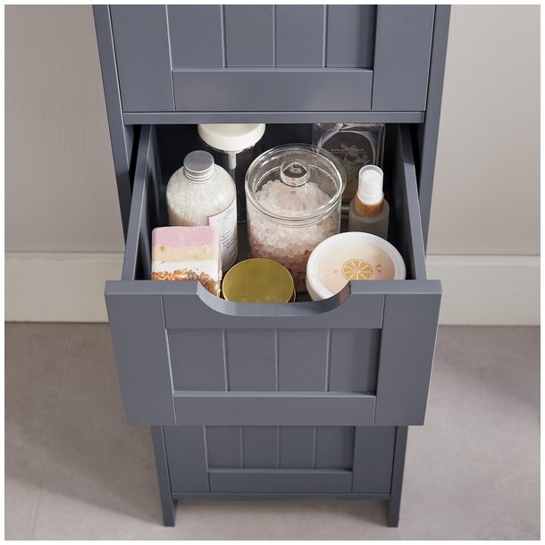 Kommode med 4 skuffer - gr� badev�relsesskab 82 x 30 x 30 cm