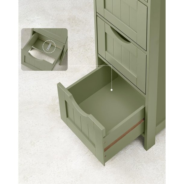 Kommode med 4 skuffer - gr�n badev�relsesskab 82 x 30 x 30 cm