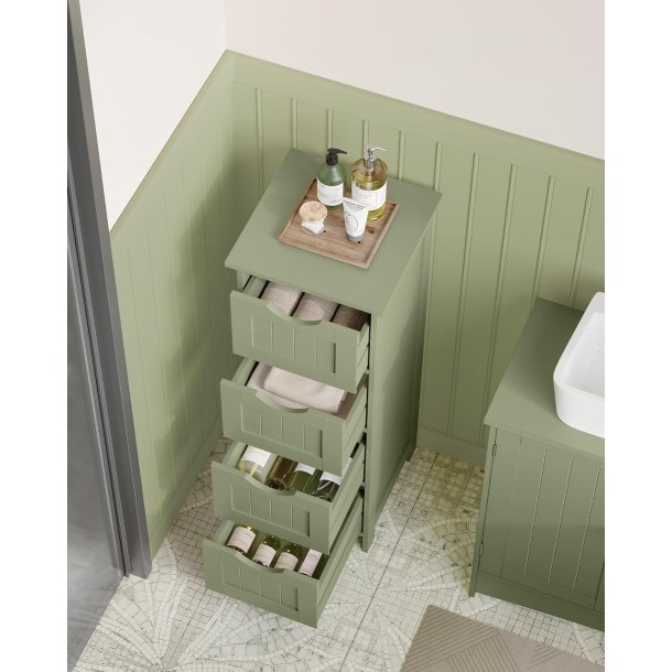 Kommode med 4 skuffer - gr�n badev�relsesskab 82 x 30 x 30 cm