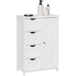 Kommode med skab og 4 skuffer - hvid 81 x 55 x 30 cm