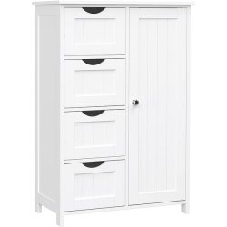 Kommode med skab og 4 skuffer - hvid 81 x 55 x 30 cm