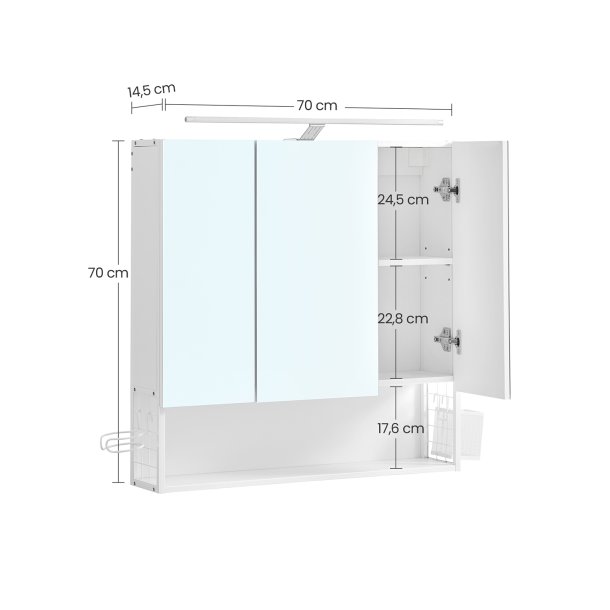 Badevrelsesskab - overskab - vghngt spejlskab - hvid