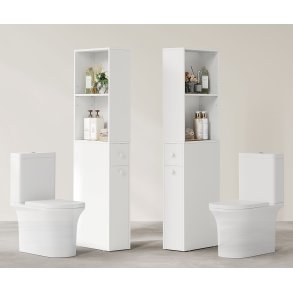 Badev�relsesskab - opbevaringsskab - gulvreol - hvid 40x18x134,4