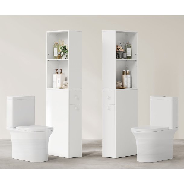 Badev�relsesskab - opbevaringsskab - gulvreol - hvid 40x18x134,4