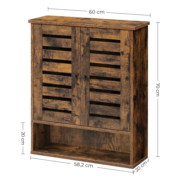 Badev�relsesskab - v�gh�ngt skab - rustik brun 60x20x70 cm