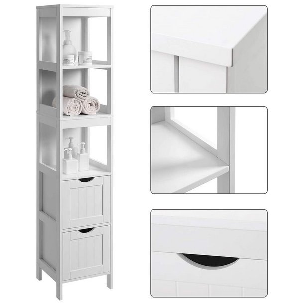 Badevrelsesreol - hvid reol til badevrelse 141,5 x 30 x 30 cm