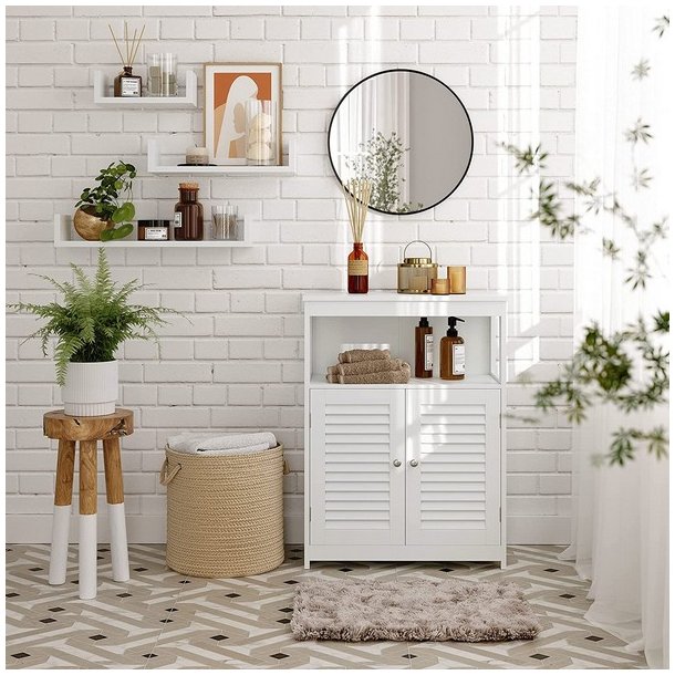 Kommode - hvid badevrelsesskab - skab 80 x 60 x 30 cm