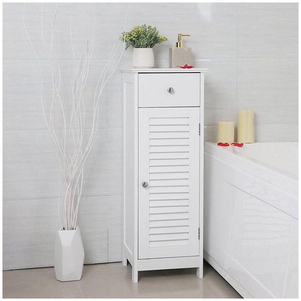 Kommode med skab og skuffe - hvid badev�relsesskab 87x32x30