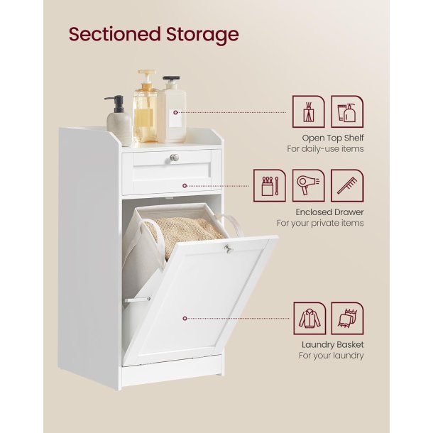 Badevrelsesskab med vasketjskurv - hvid - 40x40x80,2