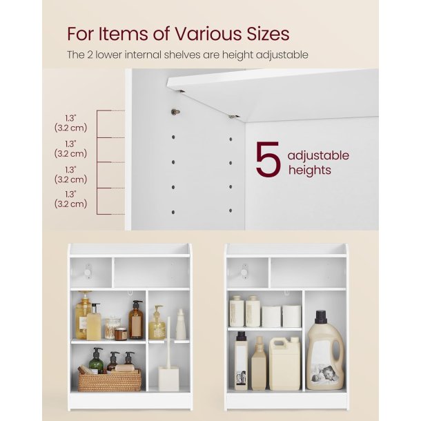 Badevrelsesskab - toiletskab - opbevaringsskab - hvid 20x60x80