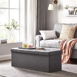 B�nk med kiste - siddeb�nk med opbevaring 110 x 38 x 38 - m�rkegr�