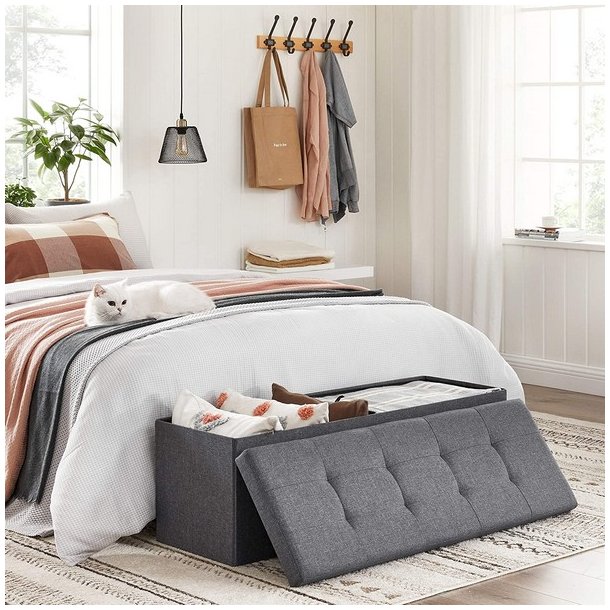 B�nk med kiste - siddeb�nk med opbevaring 110 x 38 x 38 - m�rkegr�