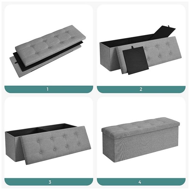 B�nk med kiste - siddeb�nk med opbevaring 110 x 38 x 38 - lysegr�