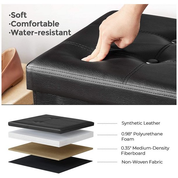 Entreb�nk - skammel med kiste 110 x 38 x 38 - sort kunstl�der