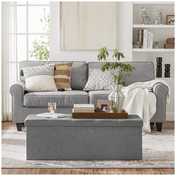 Bnk med kiste - siddebnk med opbevaring 110 x 38 x 38 - lysegr